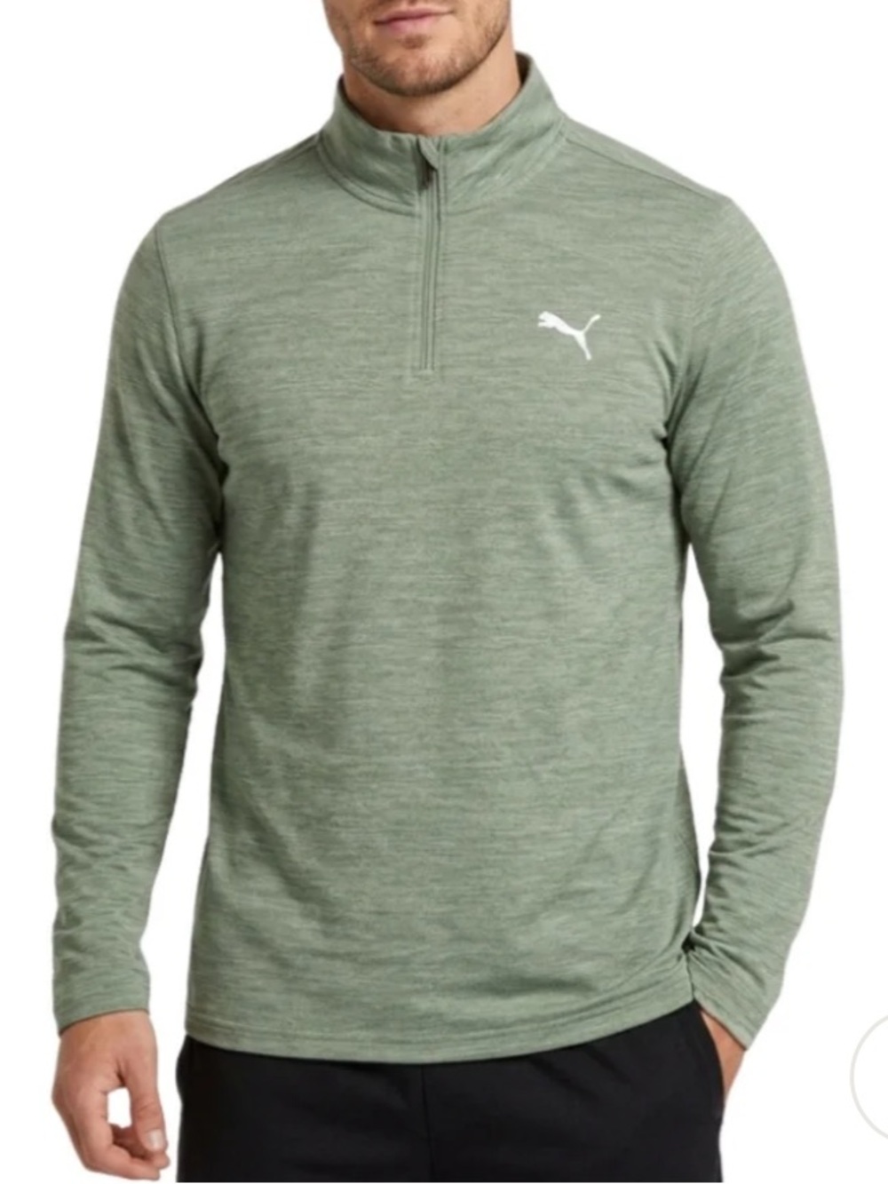 Puma 1/4 Zip Long Sleeve Mens Top Green Small